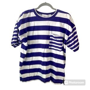 Vintage Nordstrom Point Of View Striped Purple And White T Shirt Size L